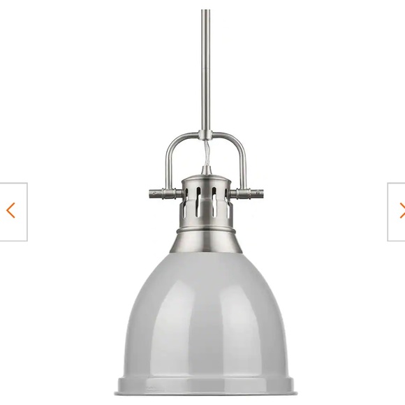 Duncan 1-Light Pewter Pendant and Rod with Gray Shade - Picture 2 of 3